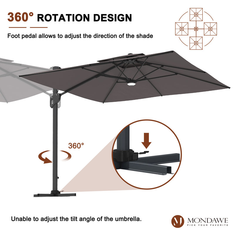 Parasol en porte-à-faux carré Gilda, Gris foncé
