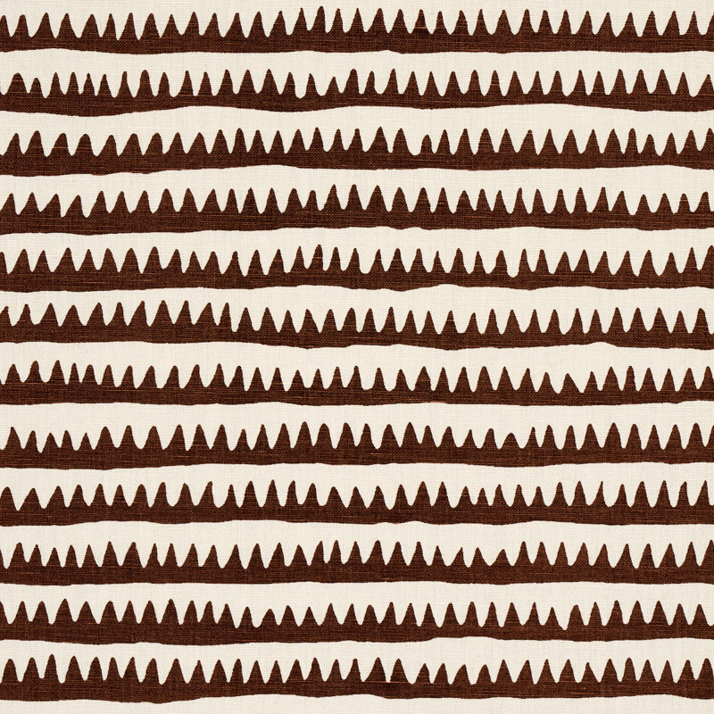 Tissu rayé imprimé à la main Corfu, Brun