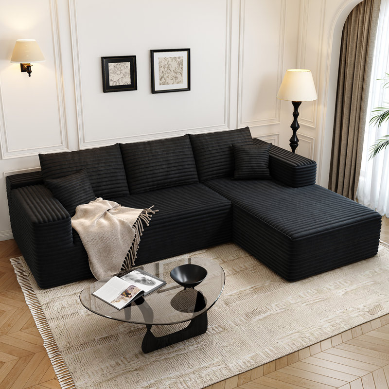107.5"Cloud Modular Sectional Sofa Couch with L-Shape Chaise,Modern Minimalist Upholstered Couches for Living Room Bedroom,Deep Seat Corner Couch,No Assembly Required
