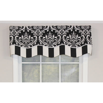 Cotton Blend Damask Scalloped Window Valance