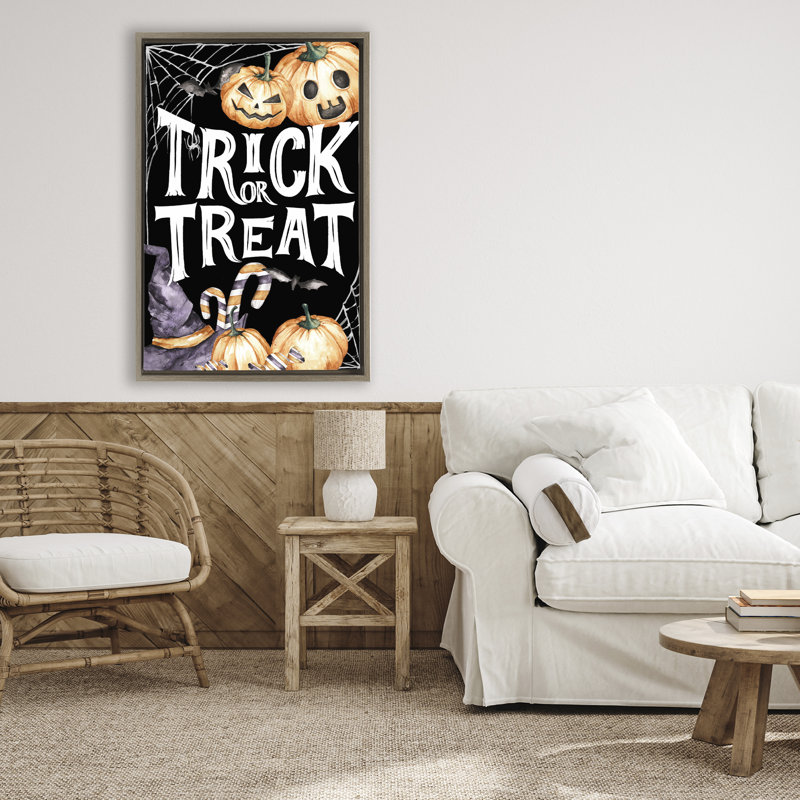 Cadre flottant Trick Or traiter Creepy Traditions, design par Kim Allen, H 31 po x l 21 po, Cadre flottant orme Montalcino