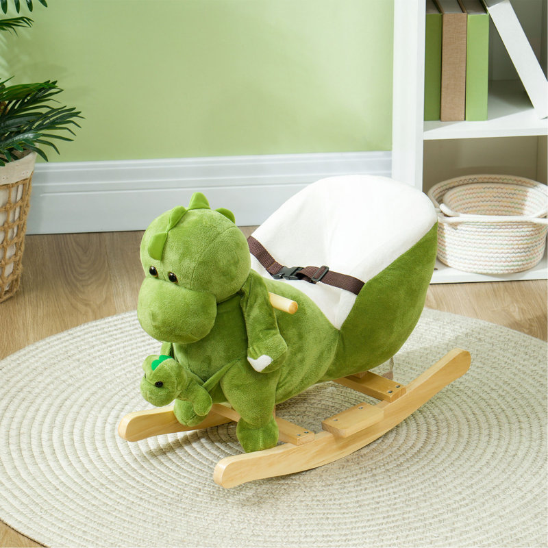 Cheval à bascule Qaba Baby, bascule en peluche pour tout-petits avec ceinture de sécurité, 32 chansons, marionnette, chaise berçante pour cheval pendant 18 à 36 mois, vert