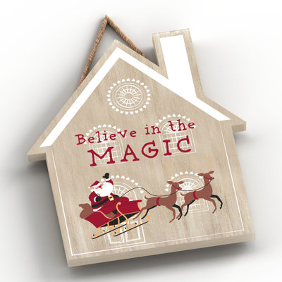 Believe In The Magic Christmas Wooden Plaque Vivid Squid Wholesale Wall Decor