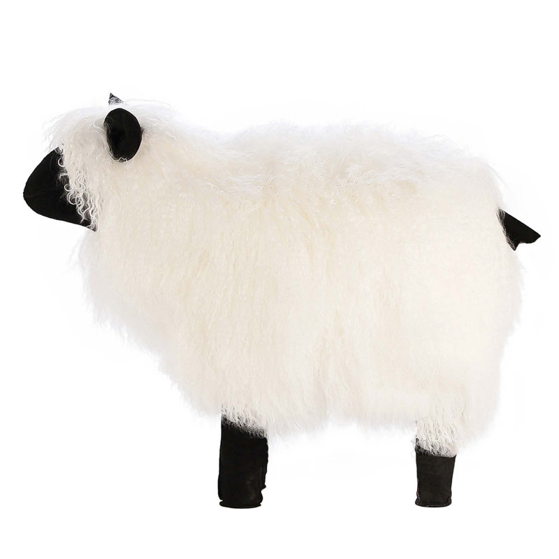 Handmade Tibetan Lamb Sheep Figurine by Outpost Original, Large, White