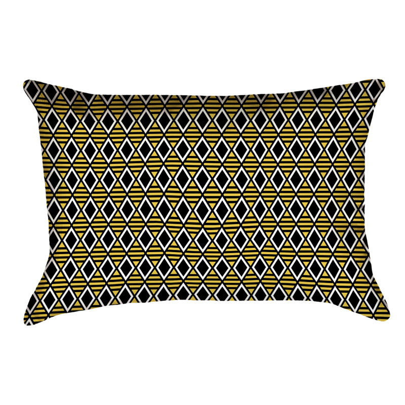 Housse de coussin Katelyn Elizabeth, Faux lin, Noir / Jaune