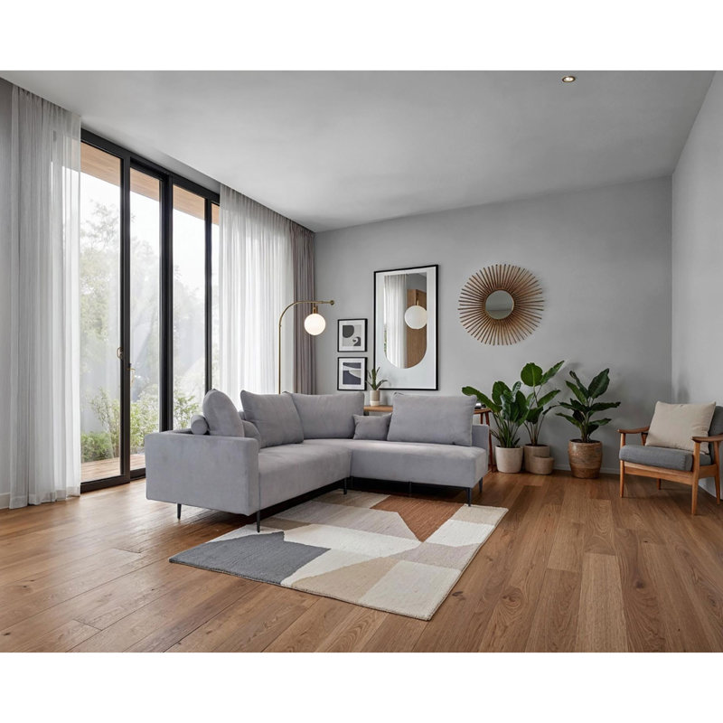 Regina Sectional, Gray Polyester Blend