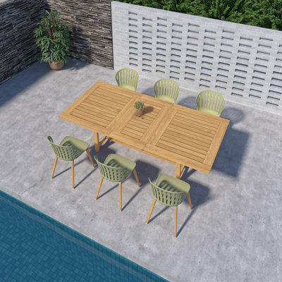 Ensemble de salle à manger d'extérieur d'extérieur en bois Kincha FSC 7Pc FSC