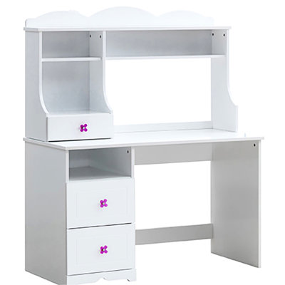 Bureau rectangulaire blanc avec tiroirs - Base luge pour plus de fonctionnalité dans l'espace de la chambre 2
