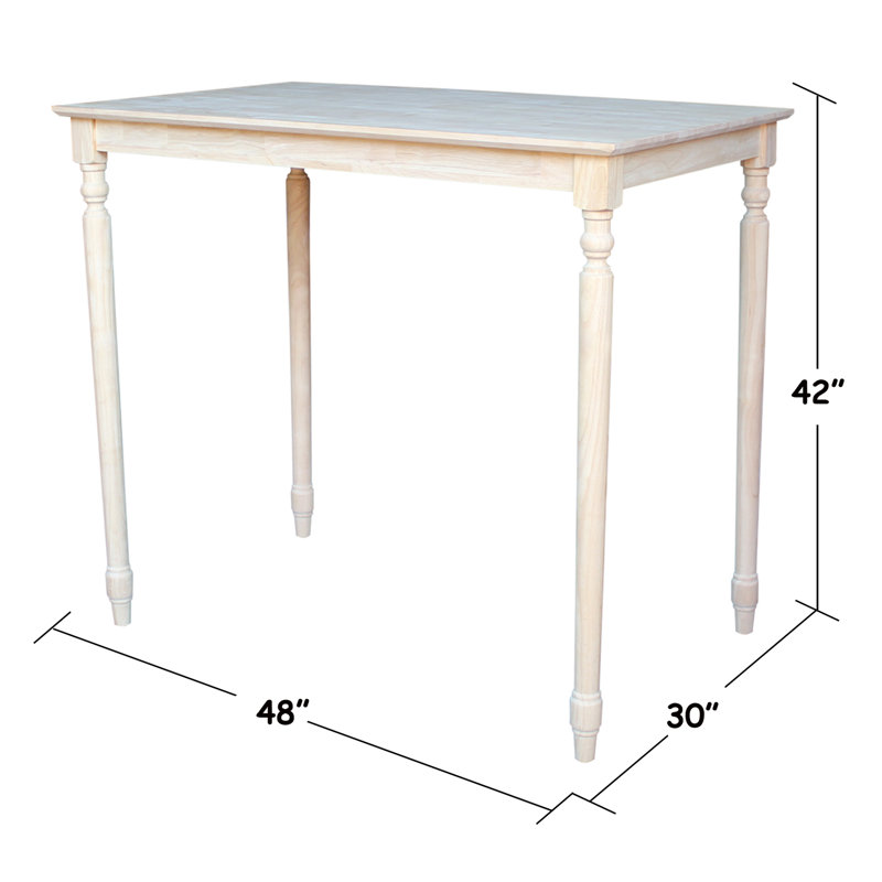 Industrial Solid Wood Bar Height Dining Table with Turned Legs