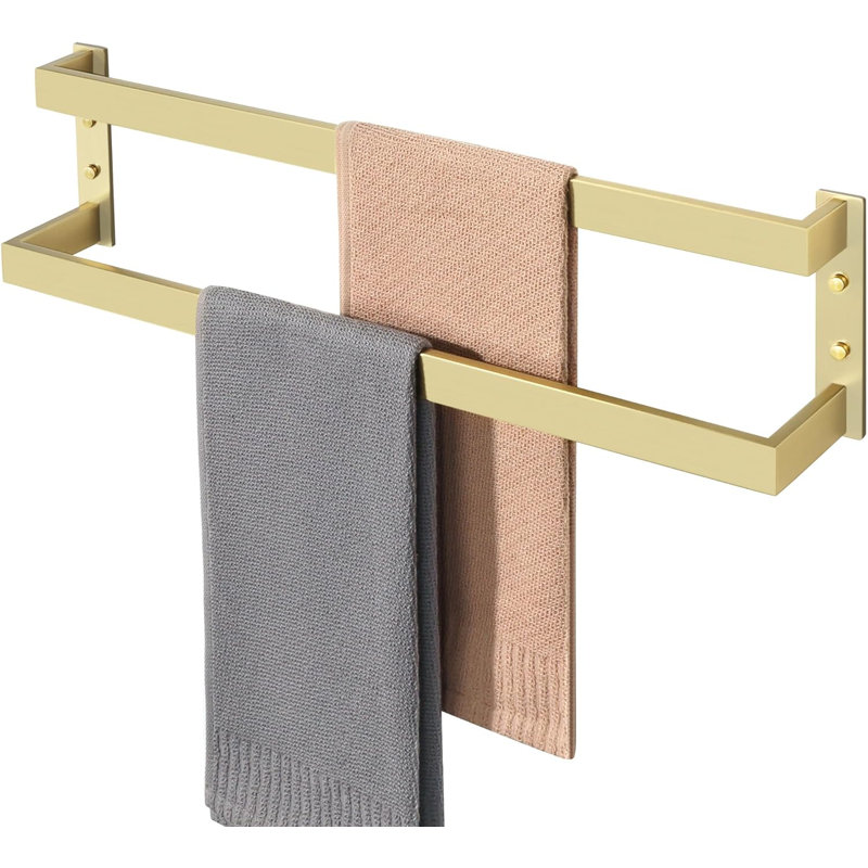 Porte-serviettes mural double en acier inoxydable brossé SUS304