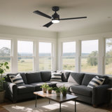 Antarctic Star 52" Modern Black Ceiling Fans  With Led Light,Remote-Controlled | 6-Speed Reversible Dc Motor | 3-Color Dimmable Led | Ultra-Quiet 45Db Operation | Timer Function