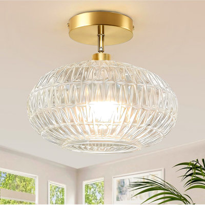Plafonnier semi-encastré doré, luminaires de couloir, petit luminaire de plafond rétro, plafonnier en verre globe, plafonnier rétro, éclairage de cuisine pour la salle de bain de la chambre à coucher