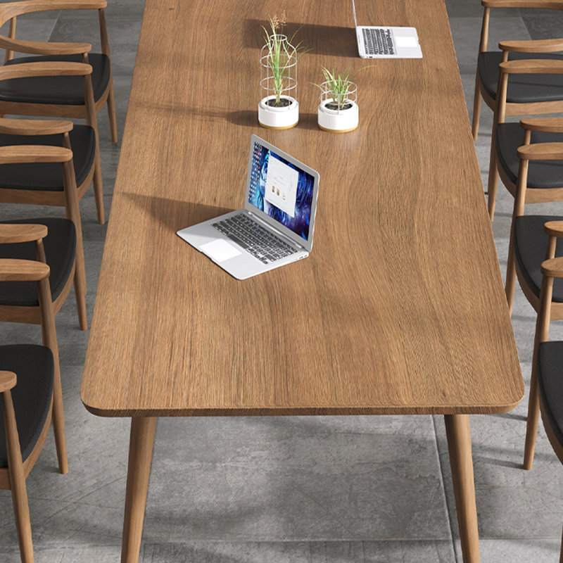 Table de conférence rectangulaire en bois massif brun noisette, H 29,53 po x L 118,11 po x l 39,37 po