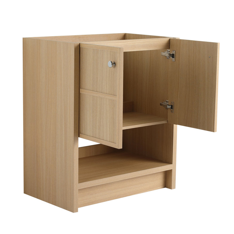Armoire de salle de bain 30 po, contreplaqué de chêne autoportant avec 2 portes pour une armoire de rangement soignée et organisée
