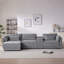 Canapé modulaire en forme de L de 124 po avec console de rangement multifonctionnelle, chargeur câblé et sans fil, repose-pieds mobile, coussin plus large et plus épais, combinaison libre pour le salon et l’appartement, chenille-1449738295