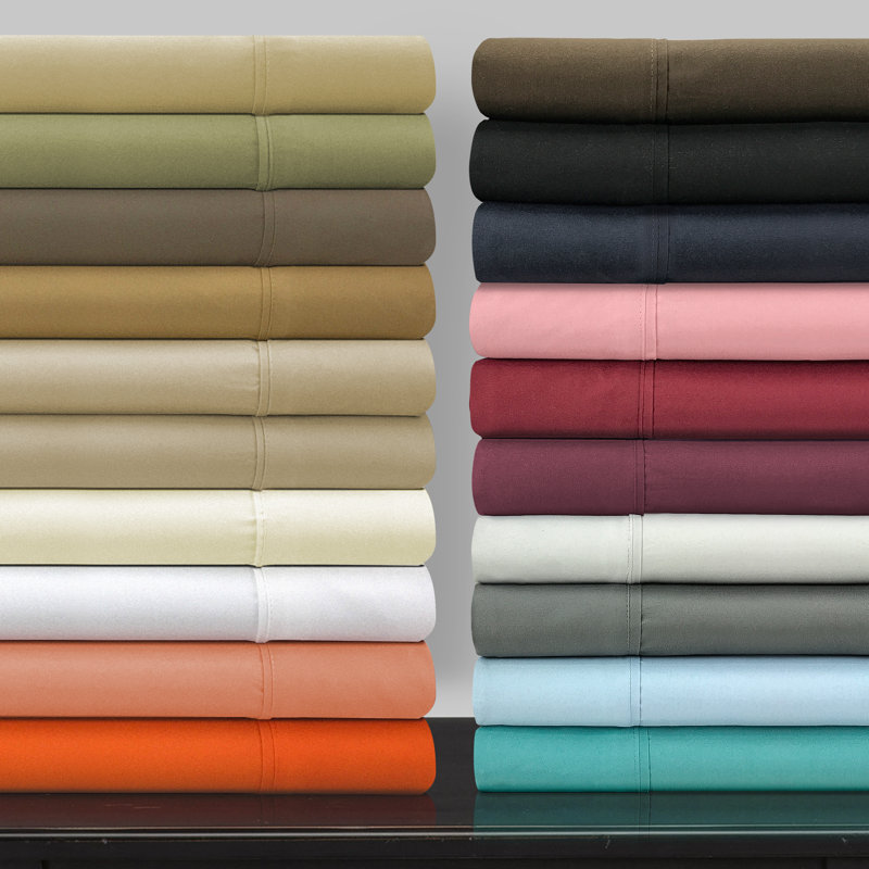King Size Orange Cotton and Microfiber Deep Pocket Sheet Set