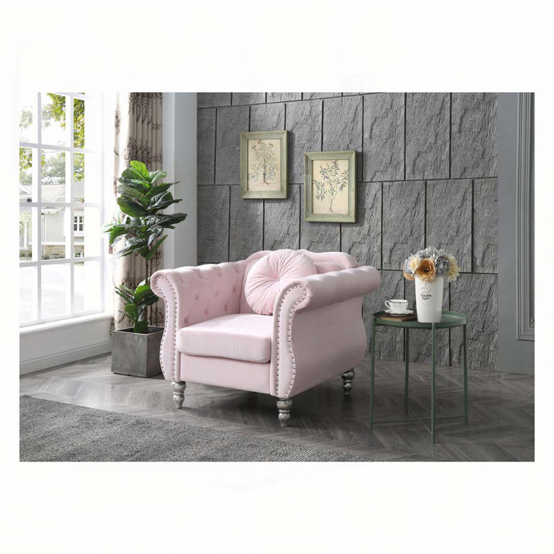 Chic Transitional Pink Accent Chair