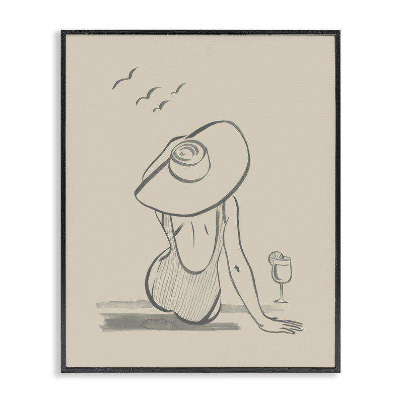 «Beach Day», art giclée par Grace Popp, Giclée encadrée noir minuit, H 30 po x l 24 po