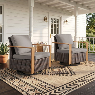 Jushawn Metal Swivel Glider Chair with Cushions (Set of 2) 