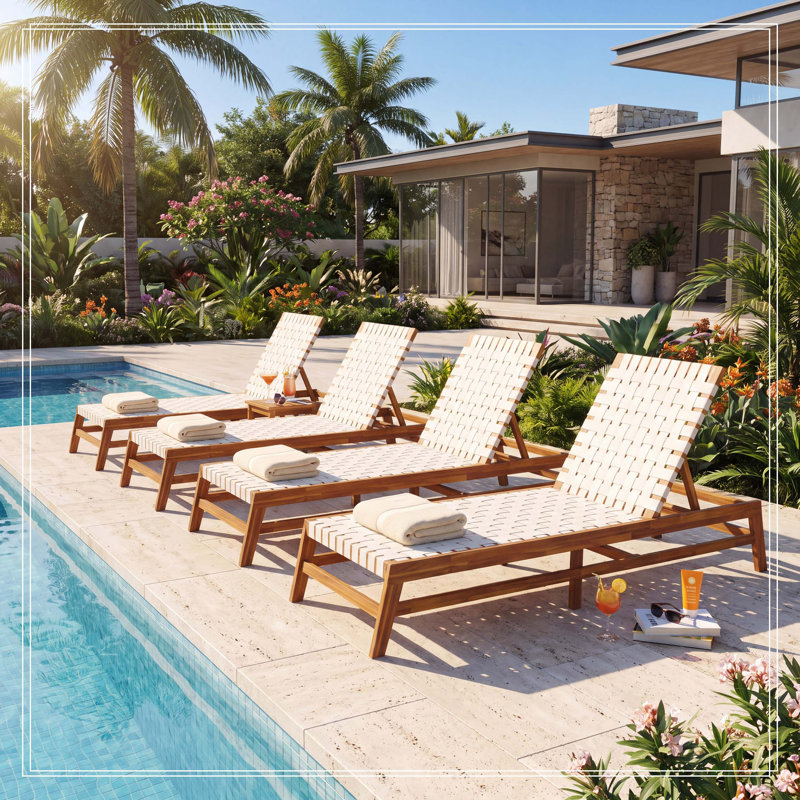 4 chaises longues extérieures
