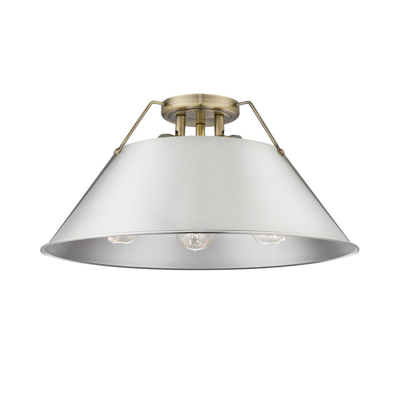 Plafonnier encastré 3 lumières Weatherford, Laiton vieilli, Étain