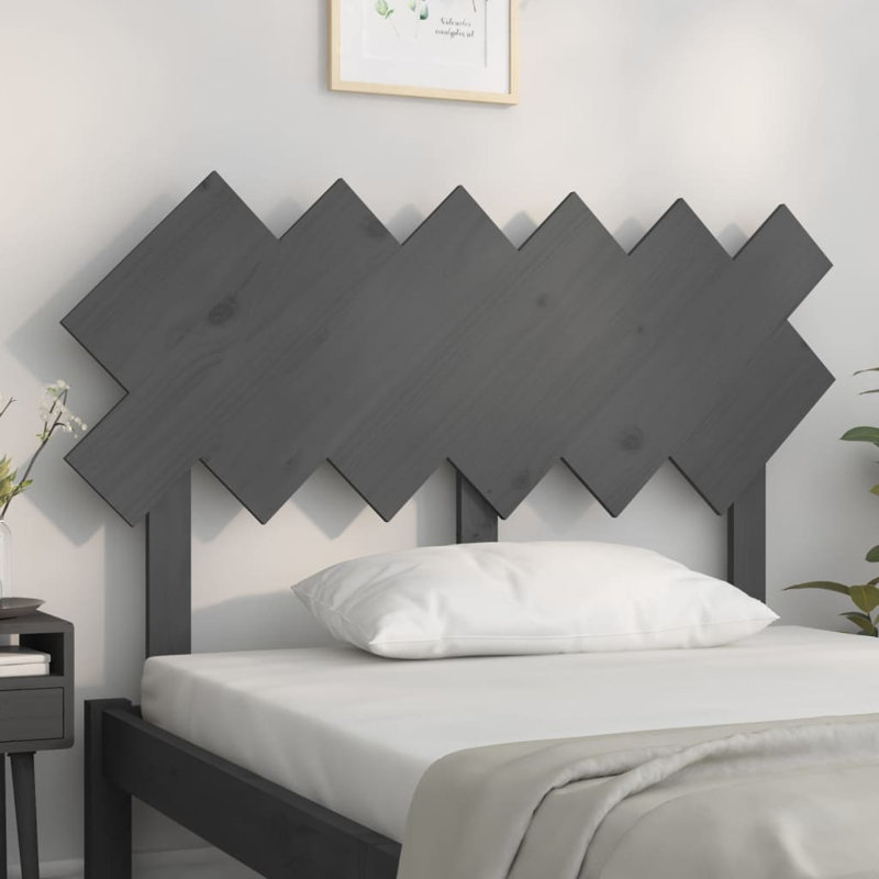 Solid Wood Headboard, 90 x 190 cm, Grey