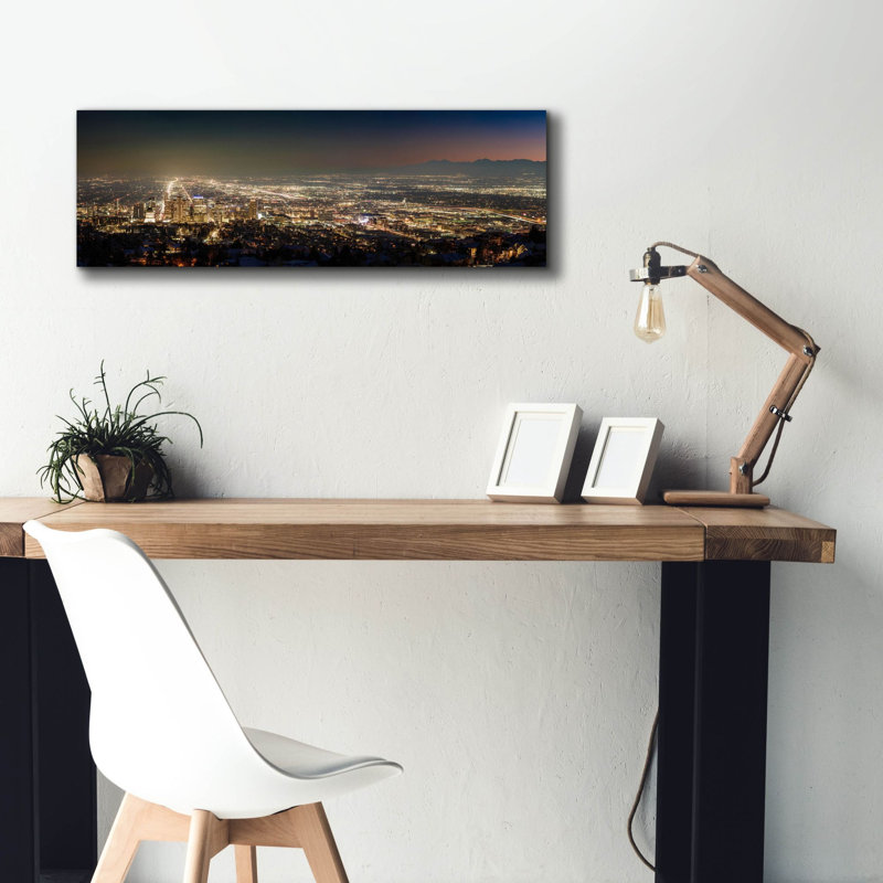  «Salt Lake City Utah Nighttime Panorama» par Epic Portfolio, art mural sur toile, 36 po x 12 po