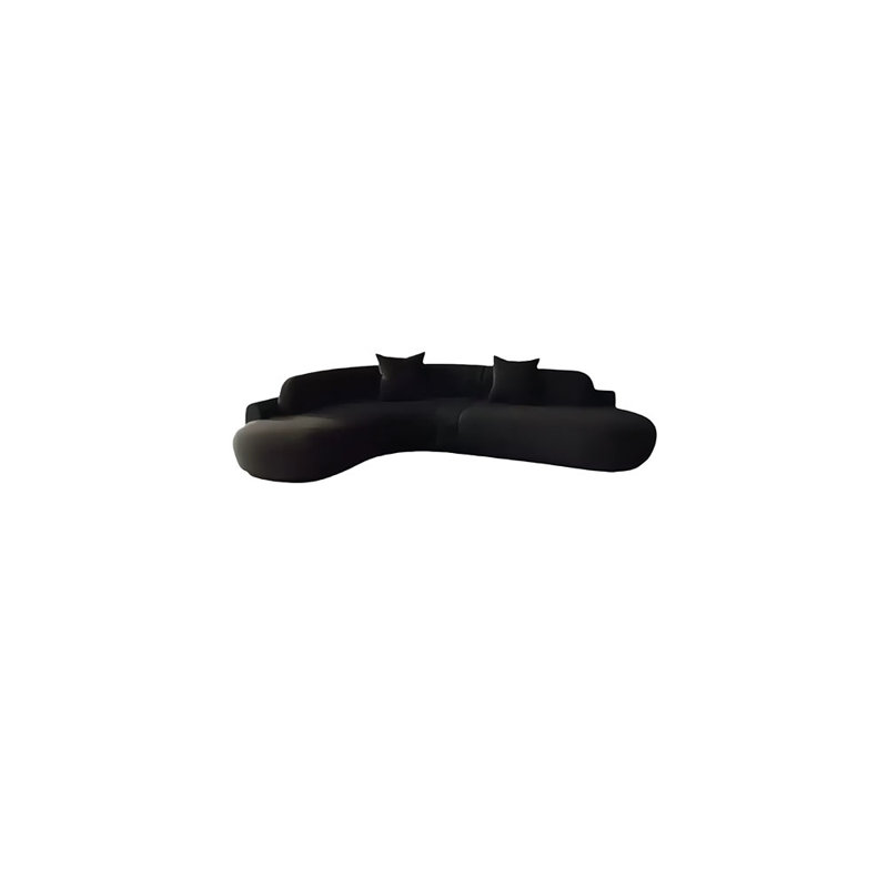 Canapé de coin courbé, 3, H 27,56 po x l 82,68 po x P 82,68 po, Noir, noir, noir, noir