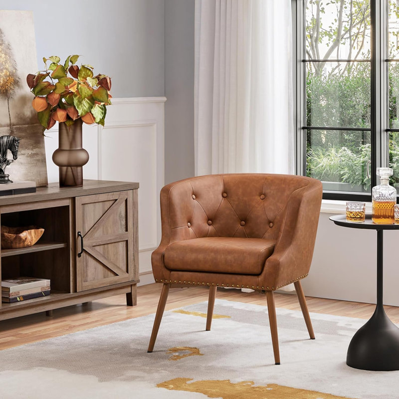 Fauteuil demi-tonneau en cuir 27,5 po Ladislao