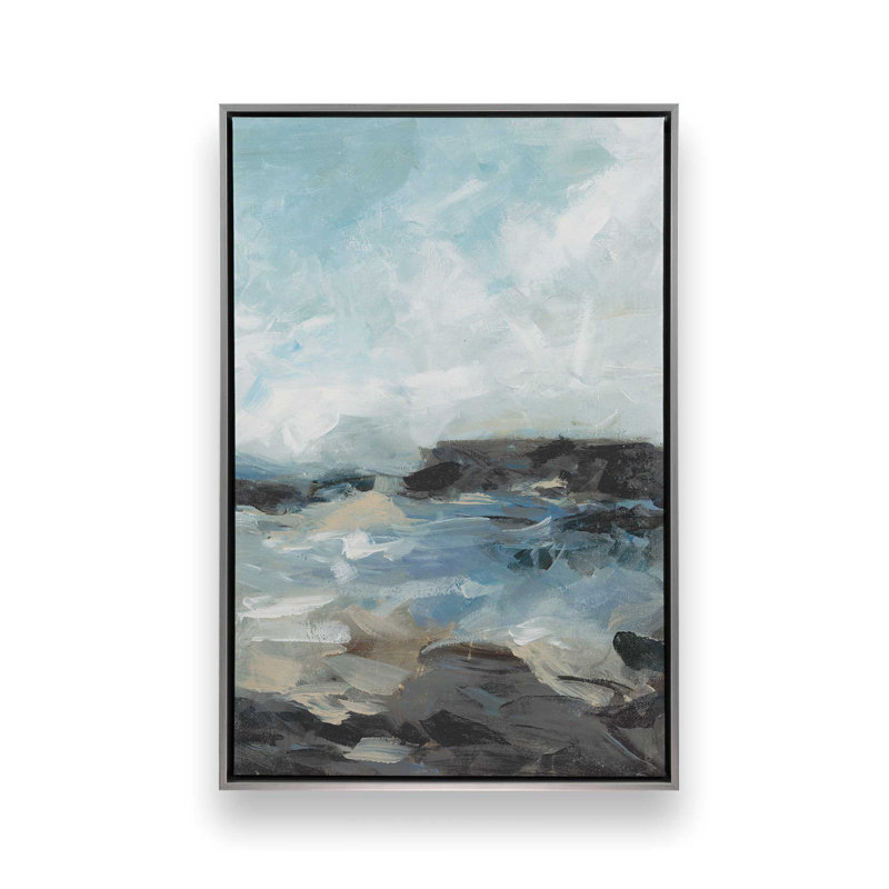 Windswept Waters II, reproduction sur toile dans un cadre, H 36,75 po x l 24,75 po, Chrome poli