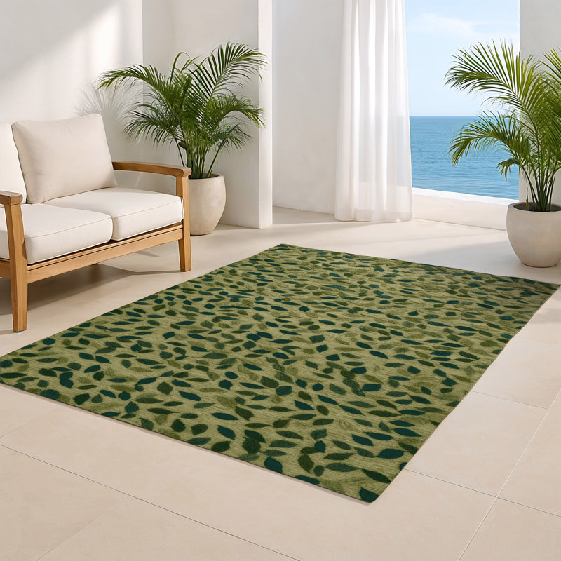 Botanical Brown Indoor and Outdoor Area Rug, Rectangle 8' x 10'