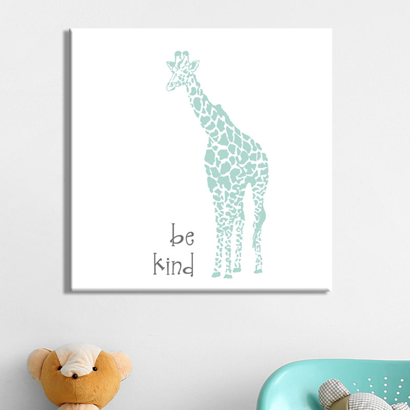 « be kind giraffe », reproduction, Toile tendue, H 18" x l 18" x P 1"