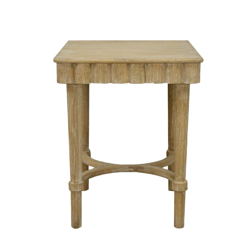 Manya Solid Wood End Table, Natural Oak