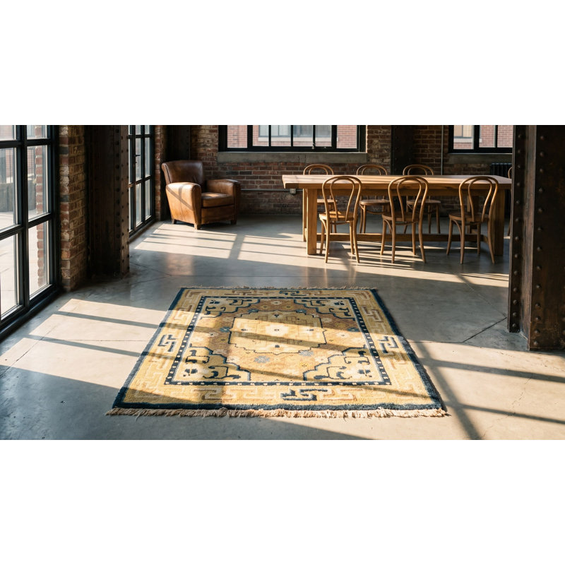 Small Square Antique Early 19th Century Chinese Ningxia Scatter Rug