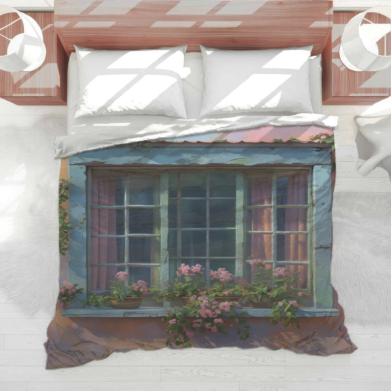Édredon pastel avec fleurs, Grand lit