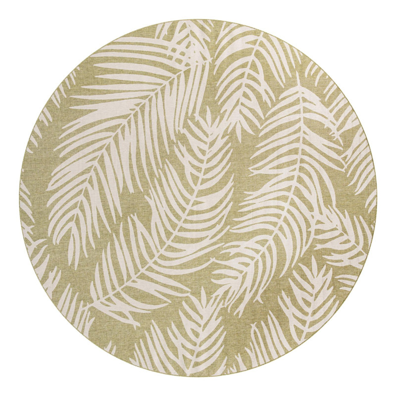 Amanda Floral Green/Ivory Indoor / Outdoor Area Rug, Round 7'10"
