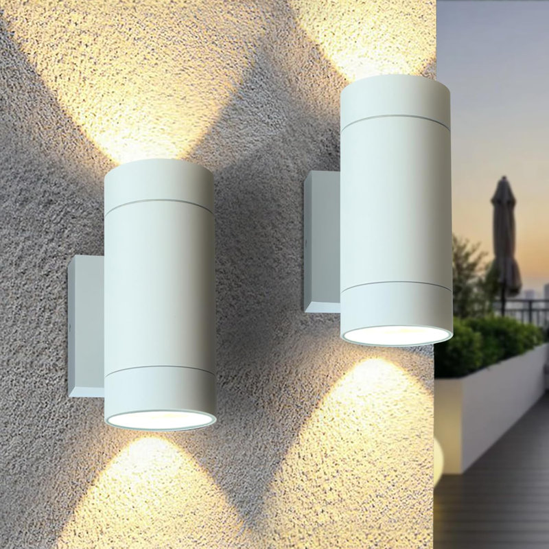 Outdoor Sconce, White, 14cm H x 12cm W x 6.6cm D