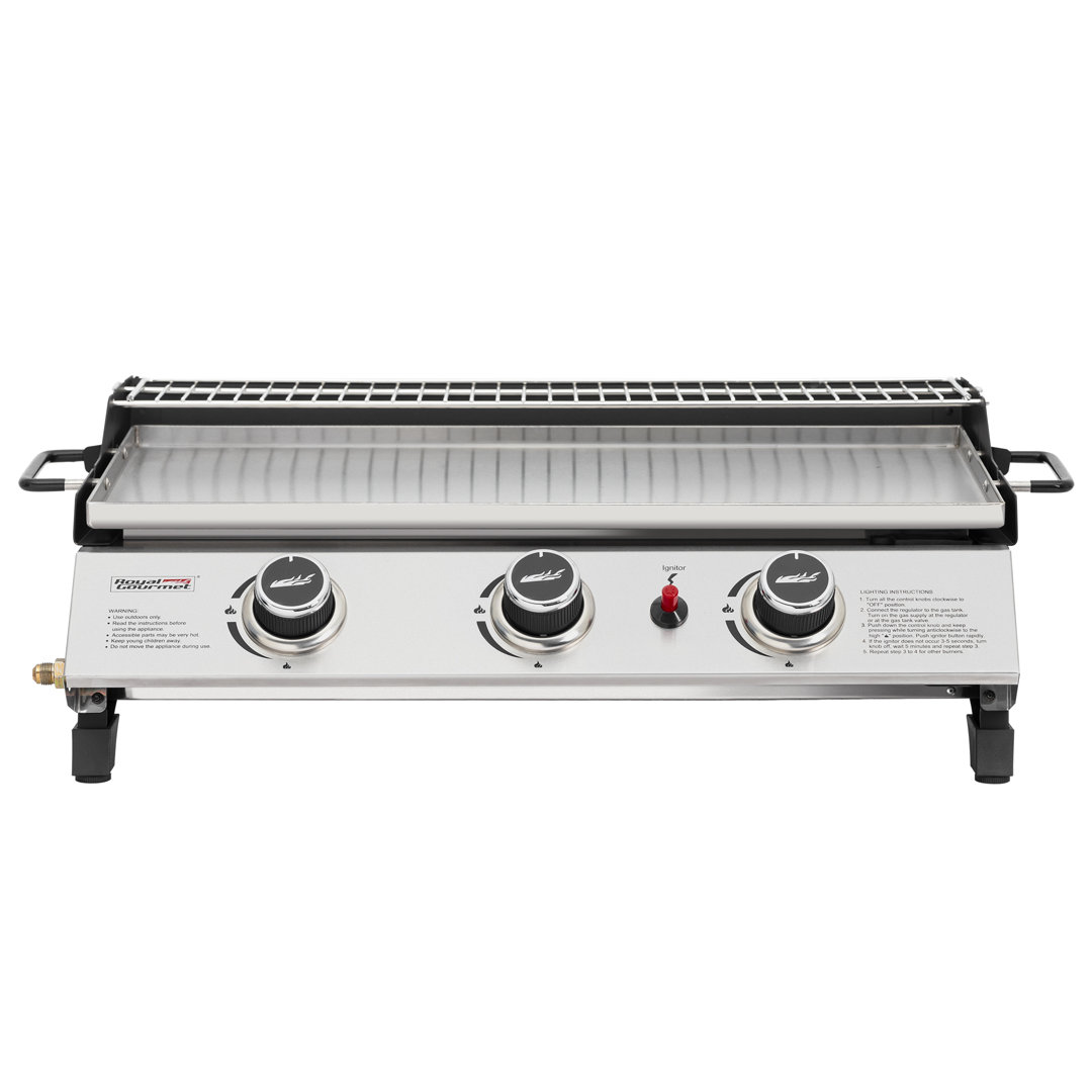 Royal Gourmet 24-Inch Stainless Steel Portable Tabletop Griddle with Warming Rack, Silver Royal Gourmet