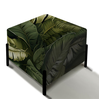 Green Banana Leaf Bliss Tropical Pattern V - Tropical Square Ottoman