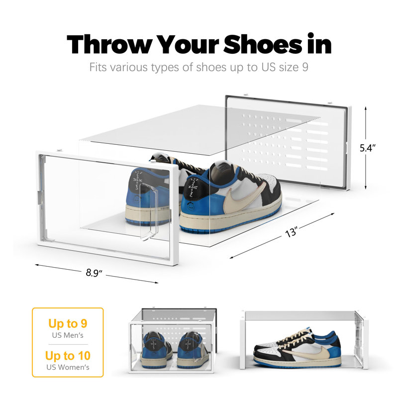 Rebrilliant 12 Pack Shoe Storage Box, Clear Plastic Stackable Shoe Organizer For Closet, Space Saving Shoe Rack Sneaker Container Bin Holder, Clear