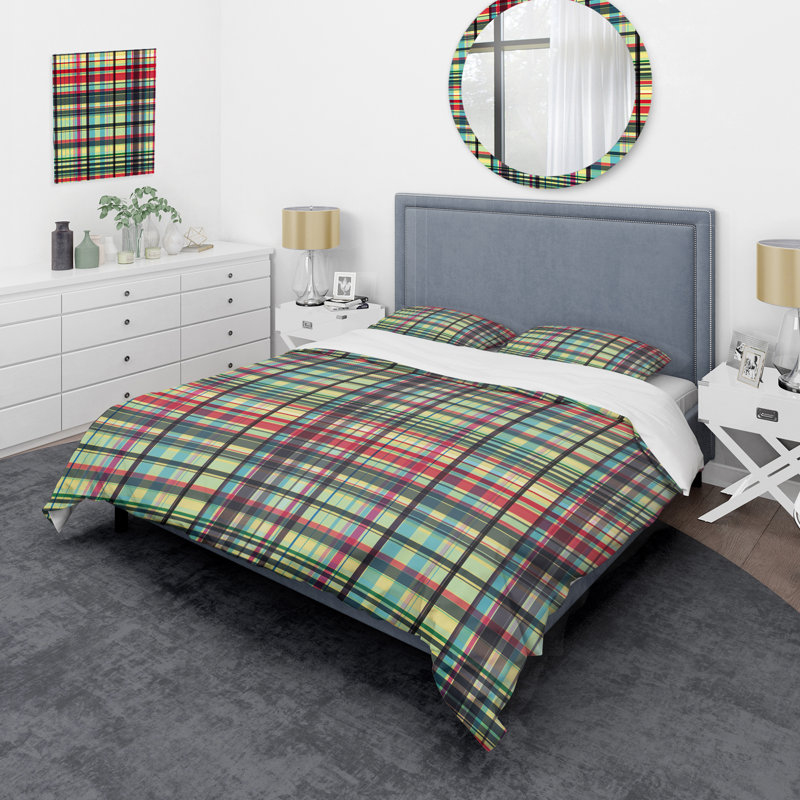 Ensemble de housse de couette en microfibre rouge / vert / bleu 3 pièces, Housse de couette simple + 1 taie décorative stan
