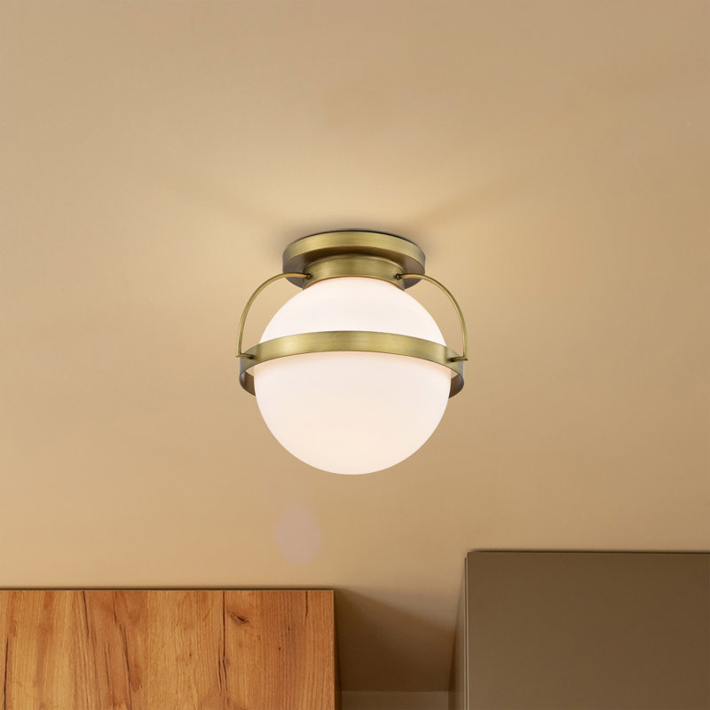 Orleans Glass Flush Mount, 15.63" H x 18" W x 18" D, Natural Brass