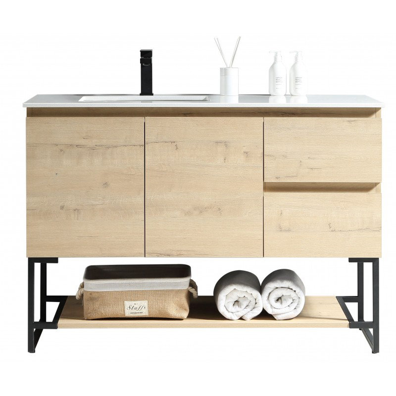 Ensemble de meuble-lavabo simple 47 po, Chêne Vivo / noir
