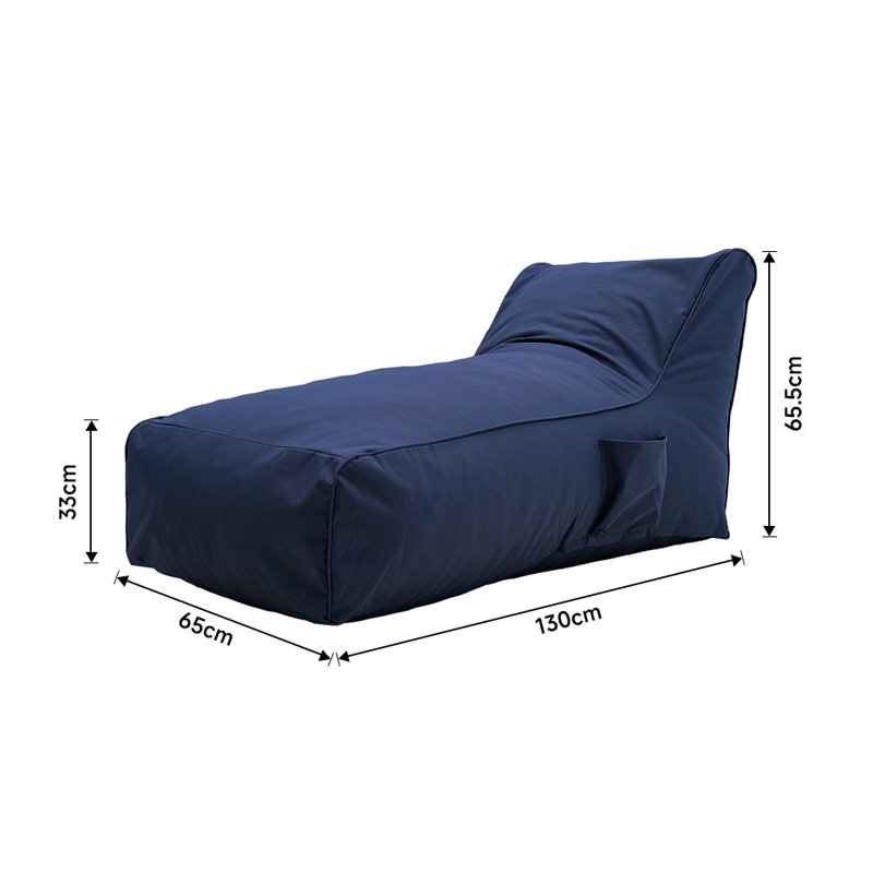 Polyester Refillable Bean Bag Lounger, Navy Blue, 65.5cm H x 130cm W x 65cm D 