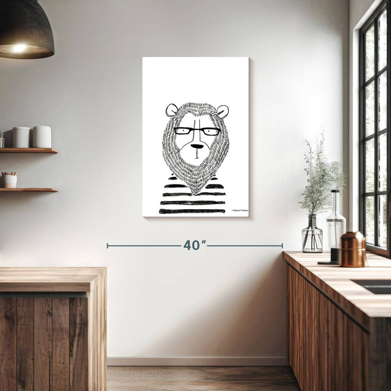 Lion dans des verres, H 36 po x l 24 po