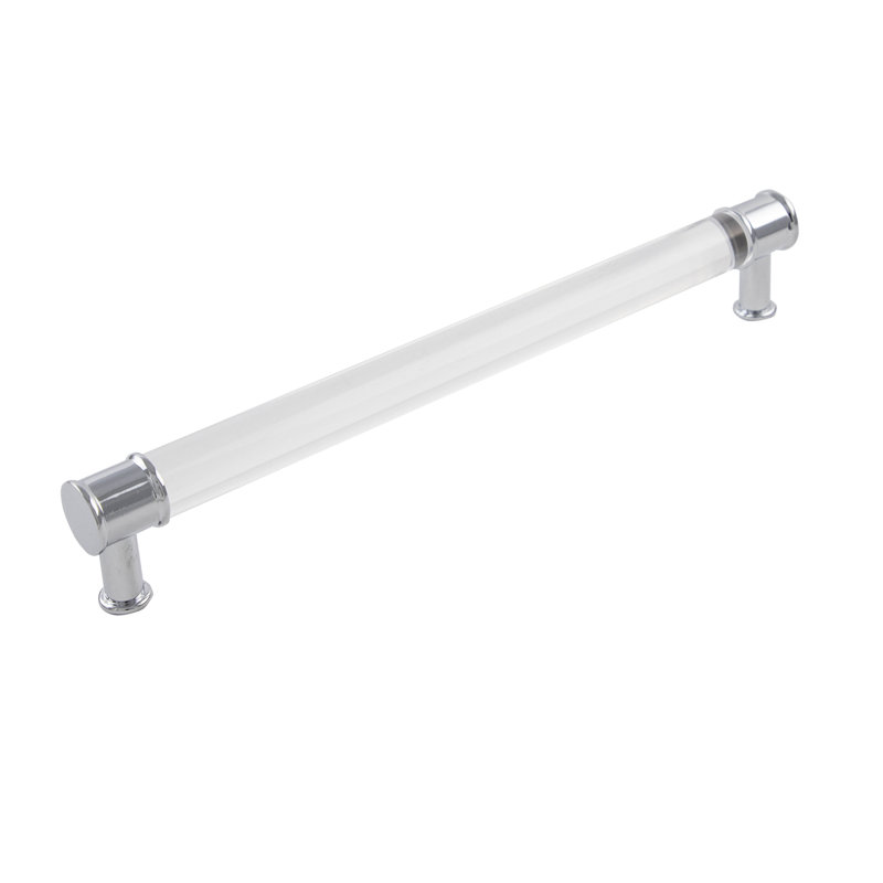 Midway Collection Pull 12" Center to Center Cabinet Pull Crysacrylic with Chrome - Contemporary Hardware for Drawers & Cabinets