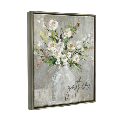 " Gather White Floral Bouquet " by Carol Robinson Painting Print