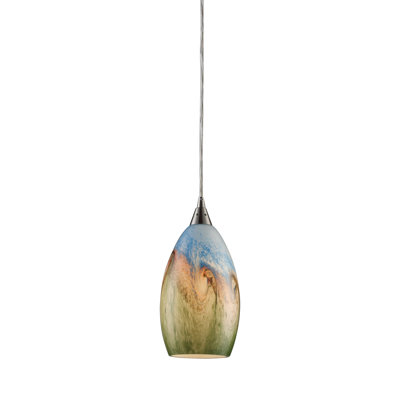 Luminaire suspendu à 1 lumière de 6 po de large Geologic - nickel satiné