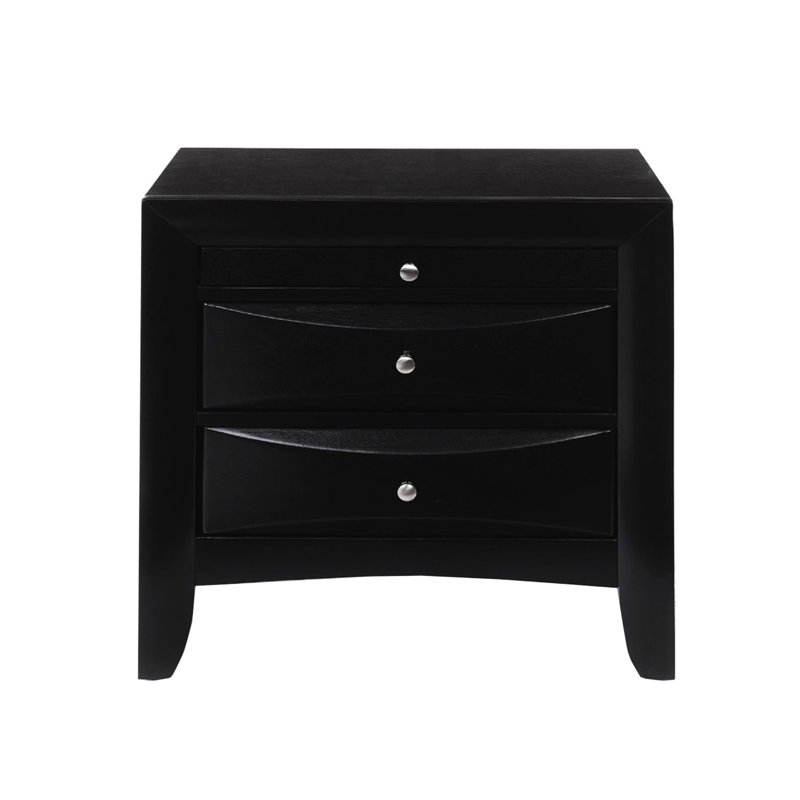 Table de chevet noire avec 2 tiroirs spacieux et 1 plateau pour la décoration de la chambre à coucher