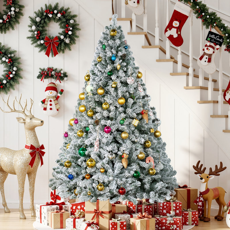 Arbre de Noël artificiel floqué, H 7,5 pi
